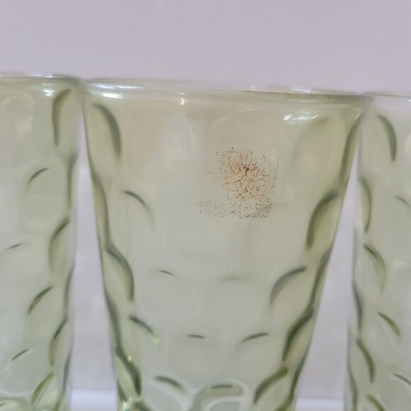 Vintage Mid Century Eldorado Green Juice Glasses 60’s-70’s Hazel Atlas Set Of 4 - Picture 3 of 7